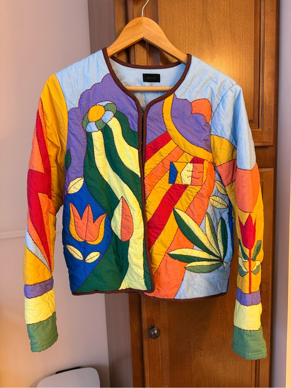 MOTHER Multicolor Patchwork Quilted Bomber Jacket